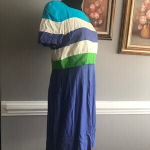 Vintage Beau David 80s dress with solid color bottom and striped top VTG Size 10